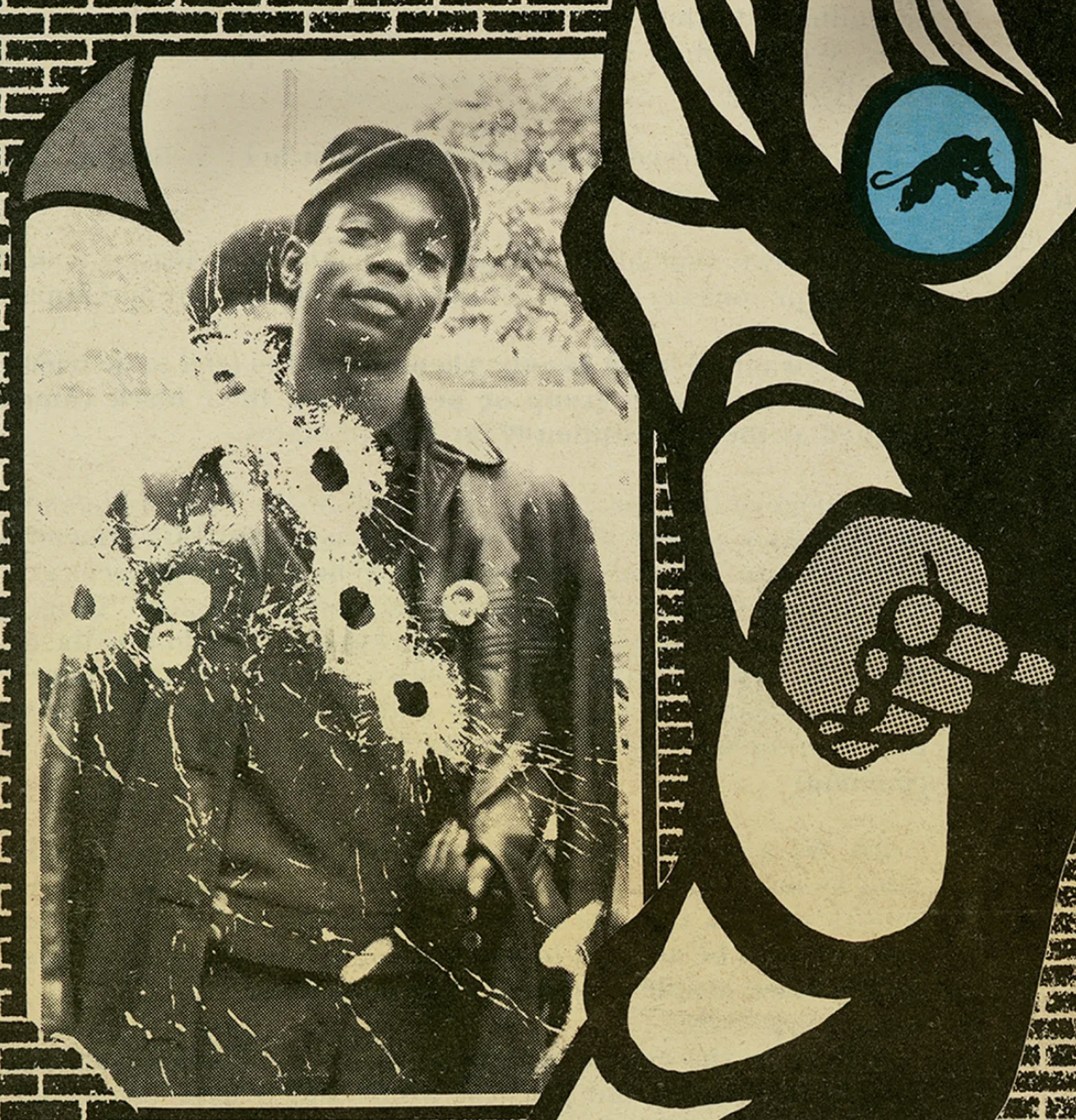 Detail of Emory Douglas’s back cover for The Black Panther, April 3, 1971. Bobby Hutton. © Emory Douglas/Artists Rights Society (ARS), New York.